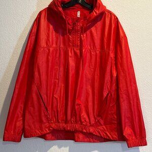 Fabletics Women’s XL Red 1/4 Zip Pullover Windbreaker Jacket Hoodie Shiny